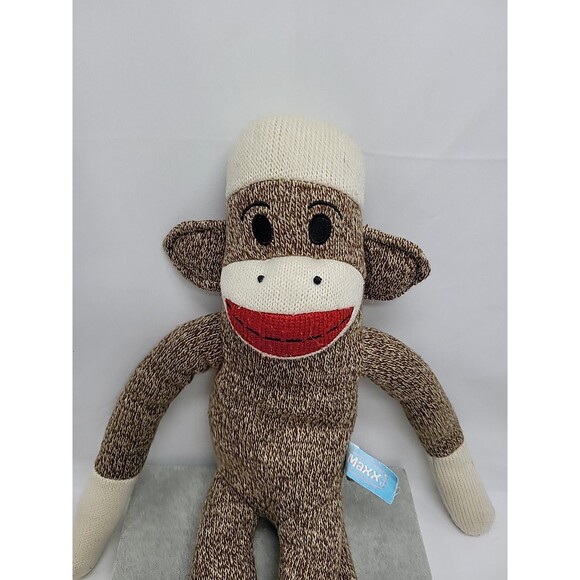 MAXX SOCK MONKEY Street Players 18" Brown Stuffed Animal Plush Toy 2010 - Picture 2 of 16